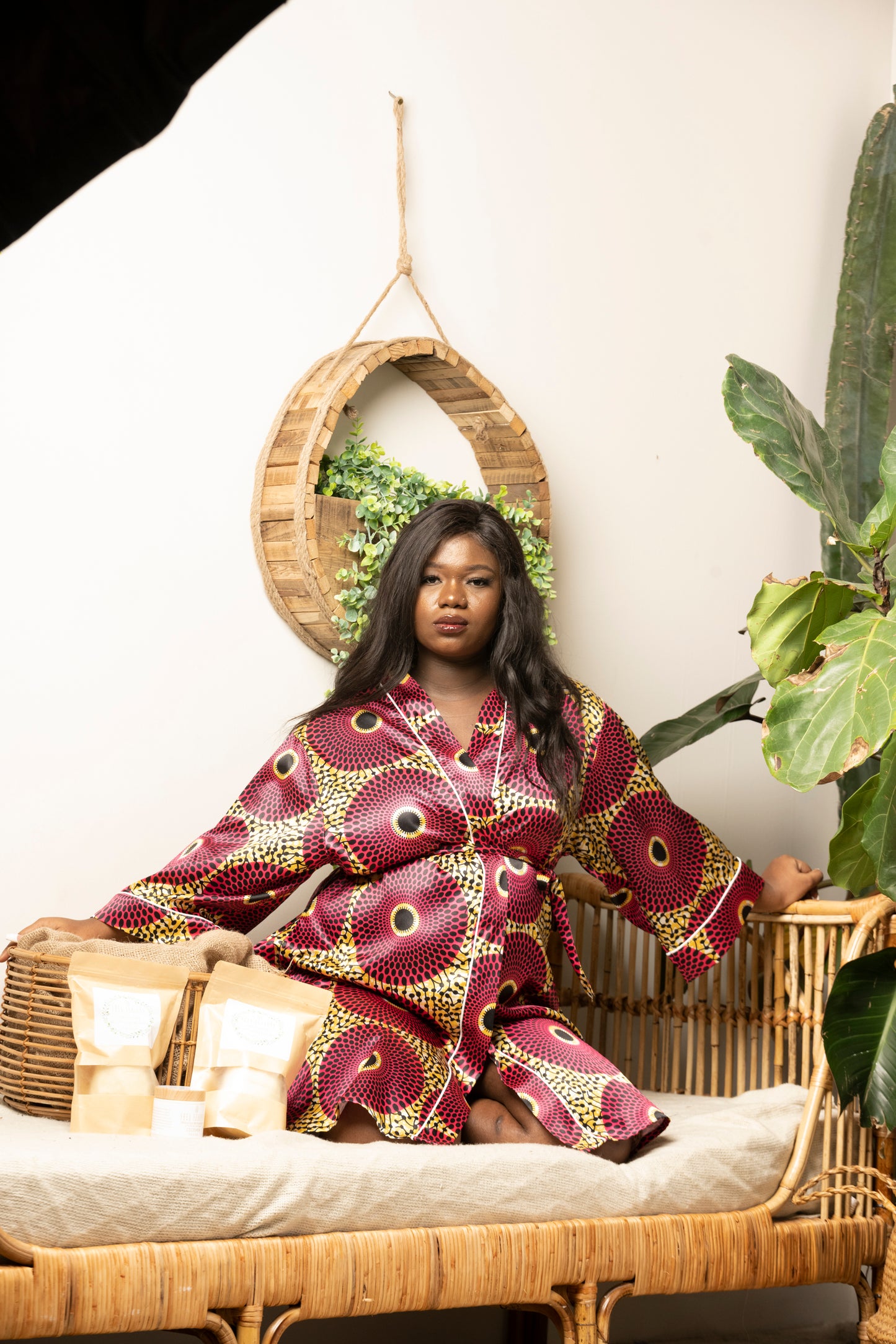 Ashanti Robe - African Print Satin Robe