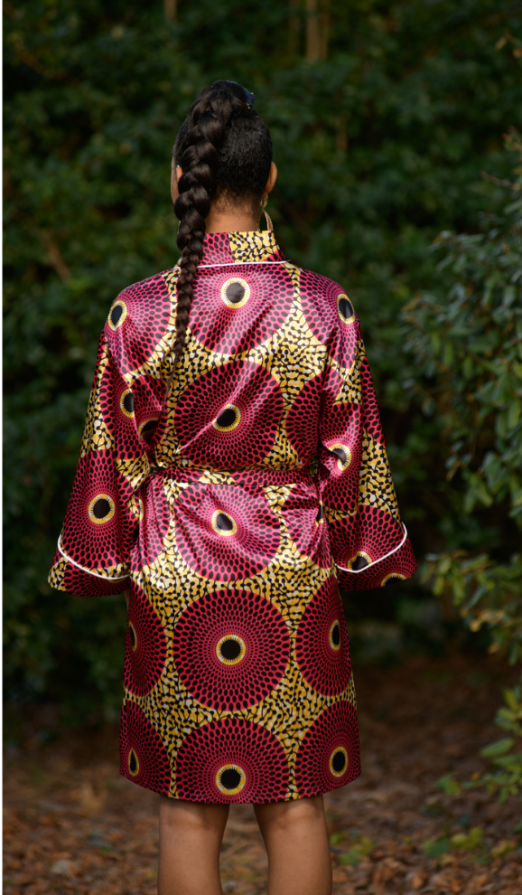 Ashanti Robe - African Print Satin Robe